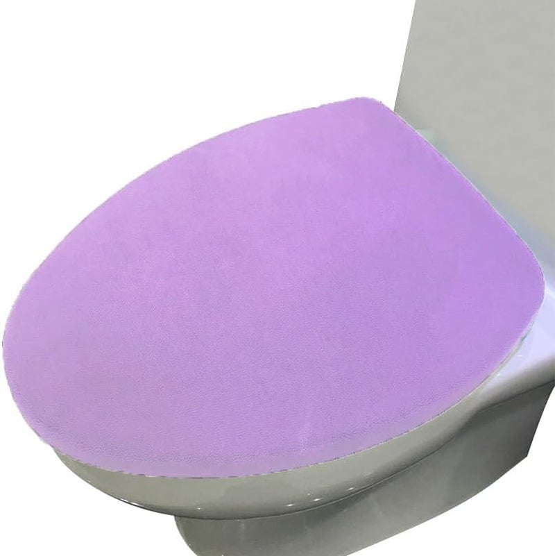 Madeals Microfiber Toilet Lid Cover Soft and Absorbent, Comfortable Bathroom Toilet Lid Cover Seat Fits Most Size Toilet Lids for Lavender - Image 1
